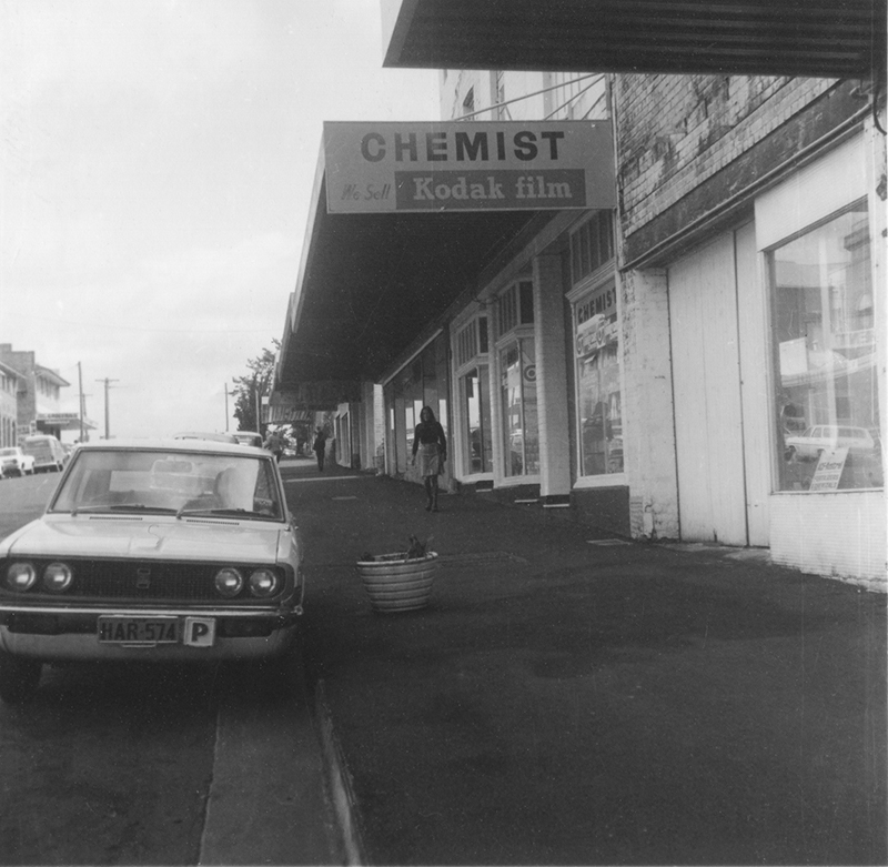 a photo of the deserted shopping centre in Bangalow in the 1970s